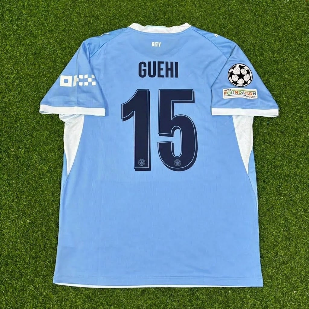 Marc Guéhi #15 Manchester City 2026-27 Home Champions League Patch Football Jersey