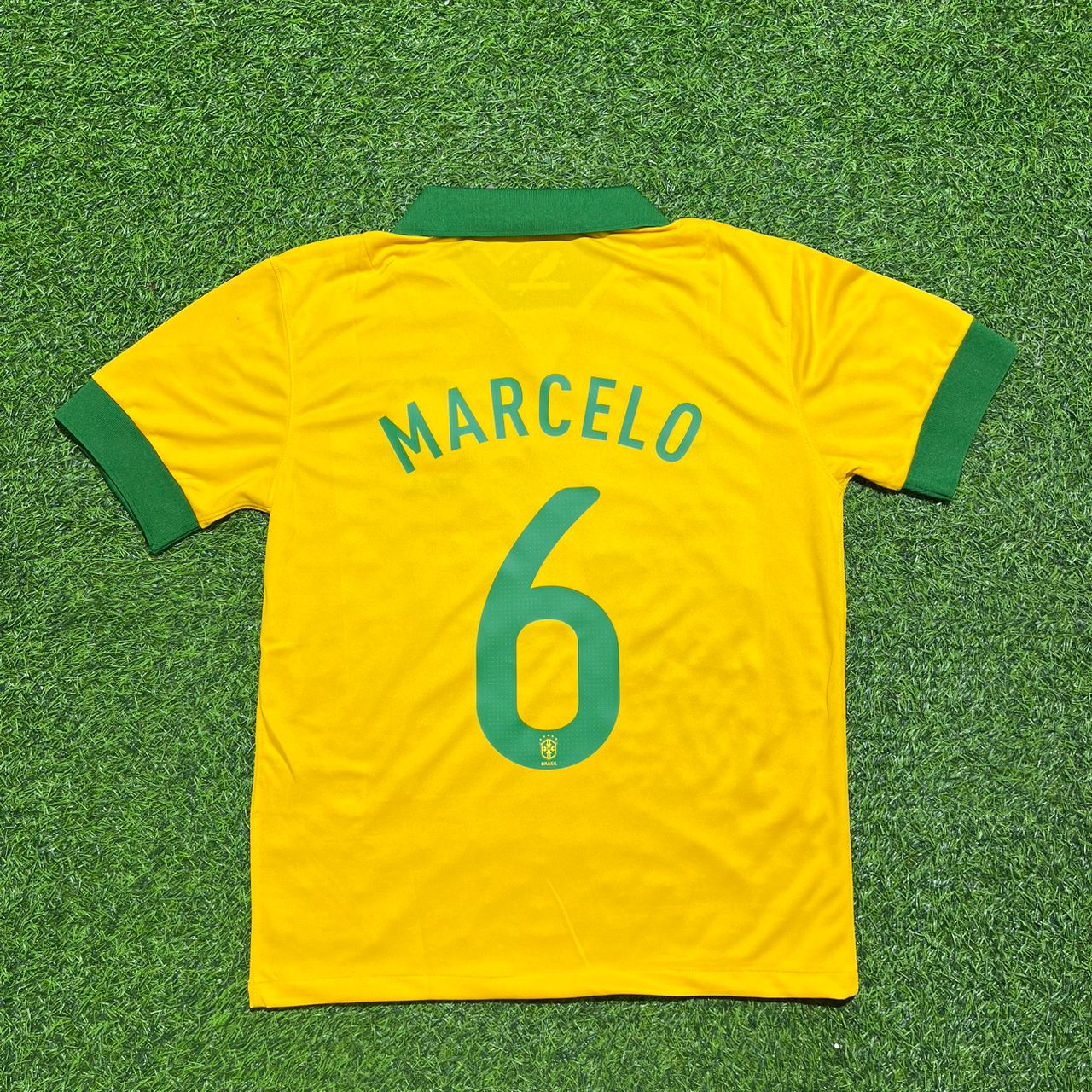 Brazil World Cup 2014 Marcelo #6 Home Retro Yellow Football Jersey