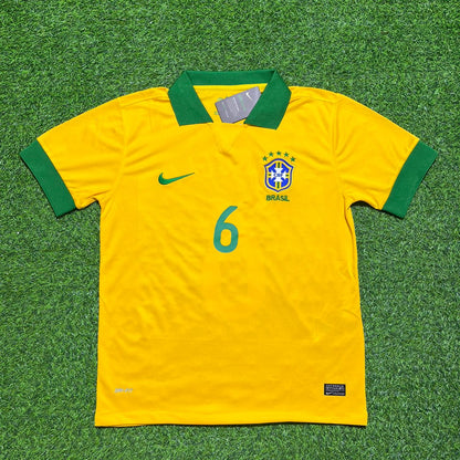 Brazil World Cup 2014 Marcelo #6 Home Retro Yellow Football Jersey
