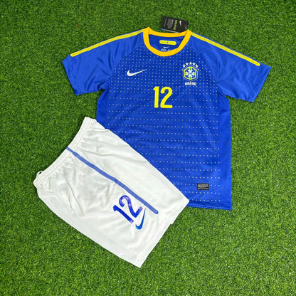 Brazil World Cup 2010 Marcelo Kids Retro Blue Football Jersey