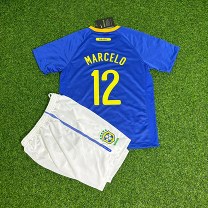 Brazil World Cup 2010 Marcelo Kids Retro Blue Football Jersey