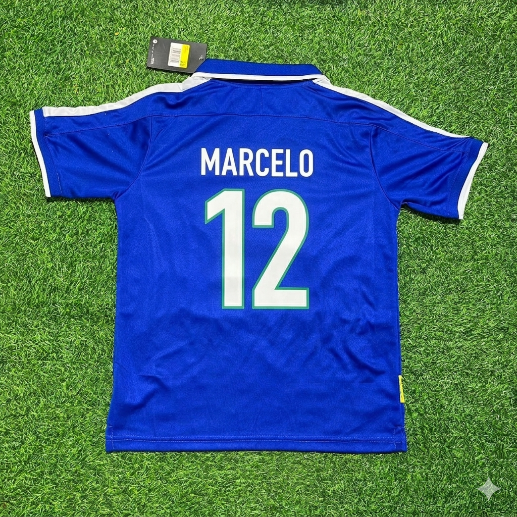 Marcelo Brazil Blue Retro Football Jersey Kit