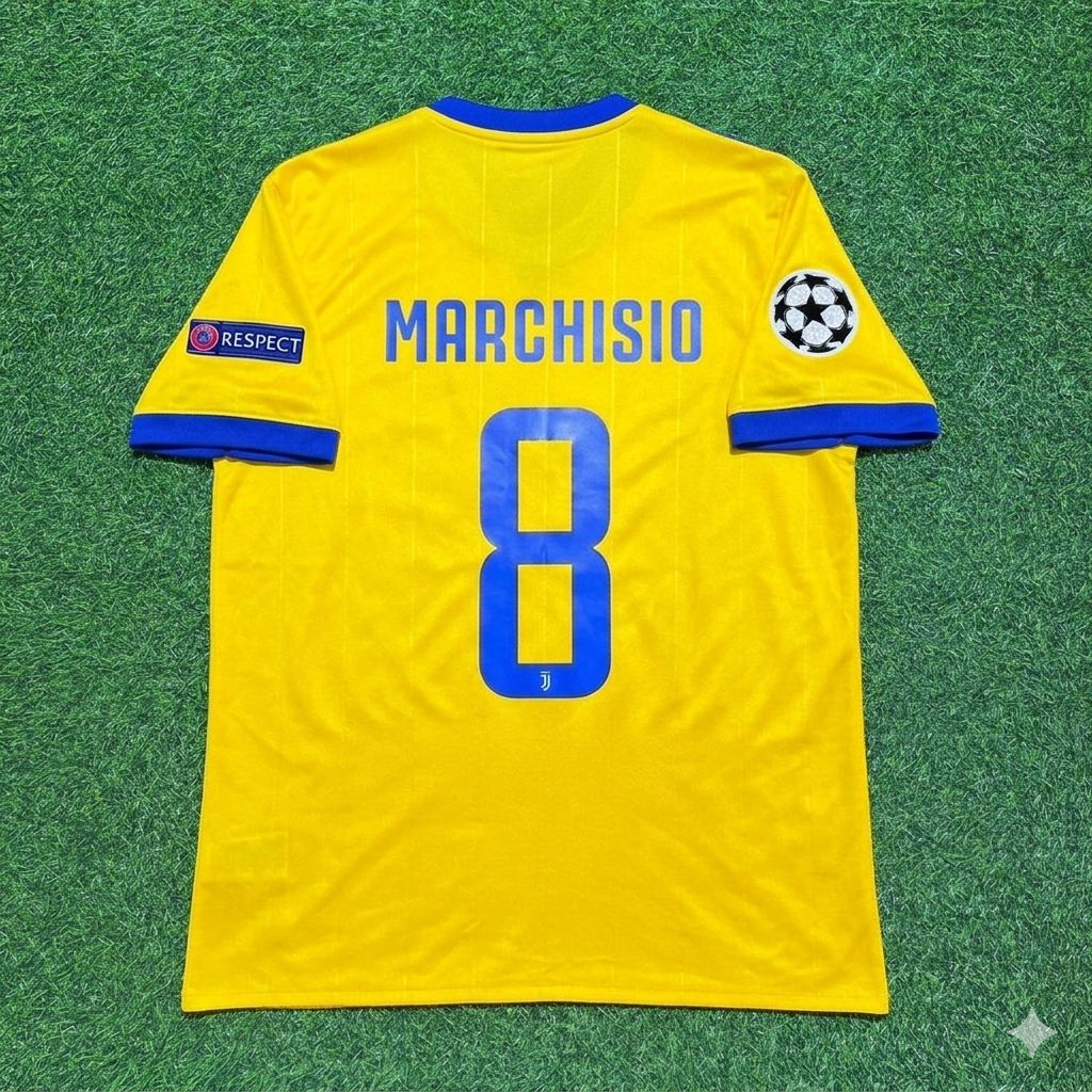 Claudio Marchisio Juventus 2017-2018 Yellow Retro Football Jersey Kit
