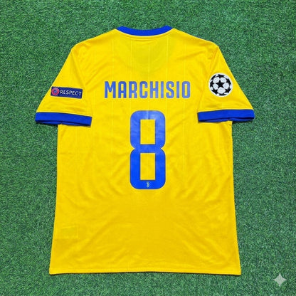 Claudio Marchisio Juventus 2017-2018 Yellow Retro Football Jersey Kit