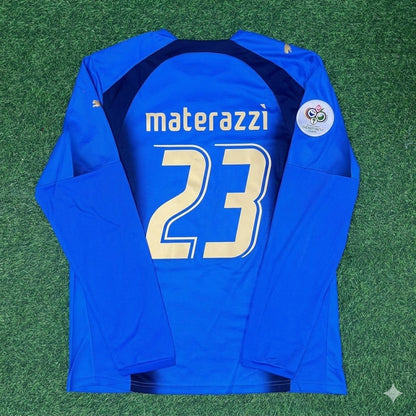 Italy World Cup 2006 Marco Materazzi #23 Final Long Sleeve Retro Football Jersey
