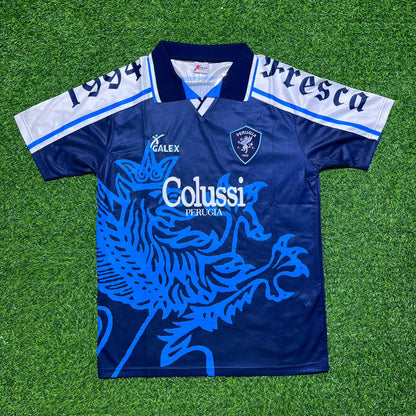 Eusebio Di Francesco Perugia Retro Blue Football Jersey Kit