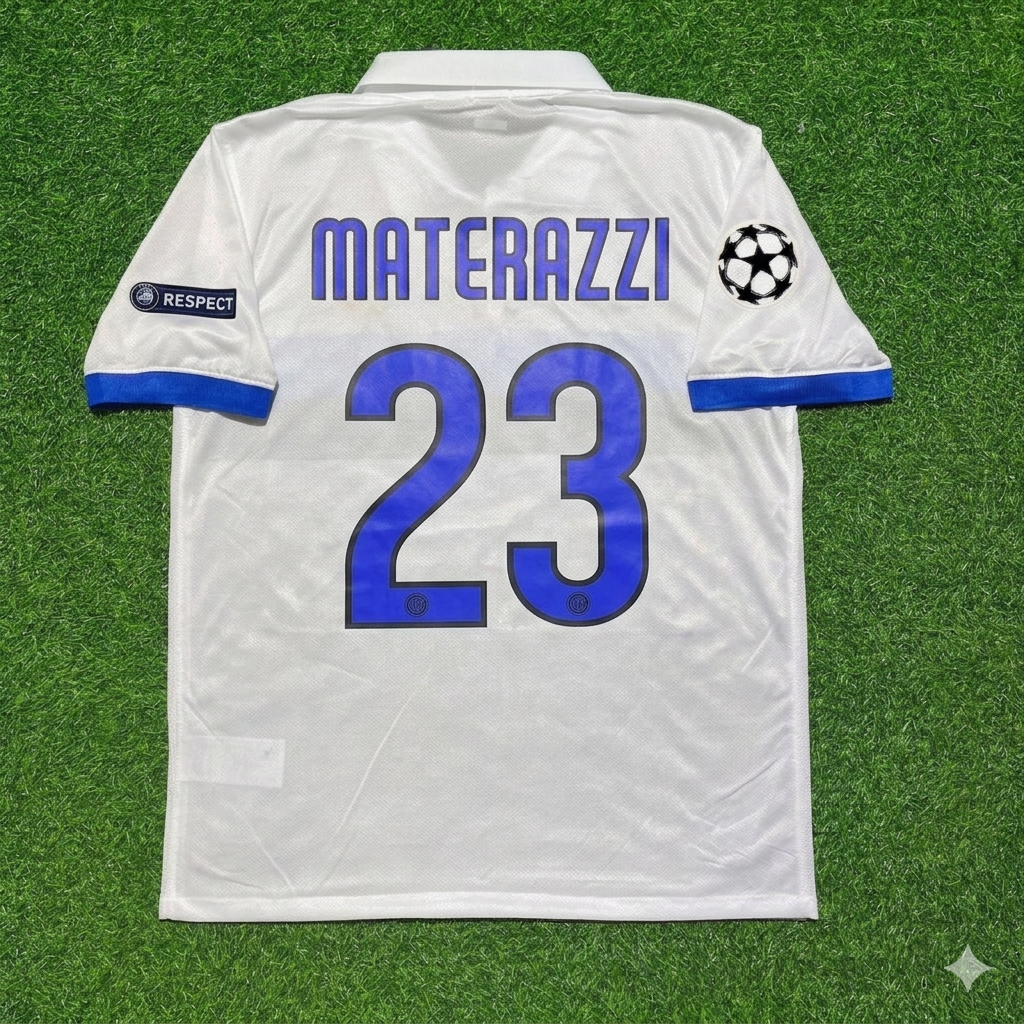 Marco Materazzi Inter 2009/2010 White Retro Football Jersey Kit