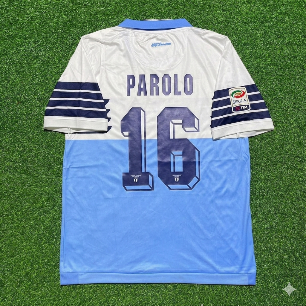 Marco Parolo #16 Lazio White Blue Retro Home Football Jersey Kit