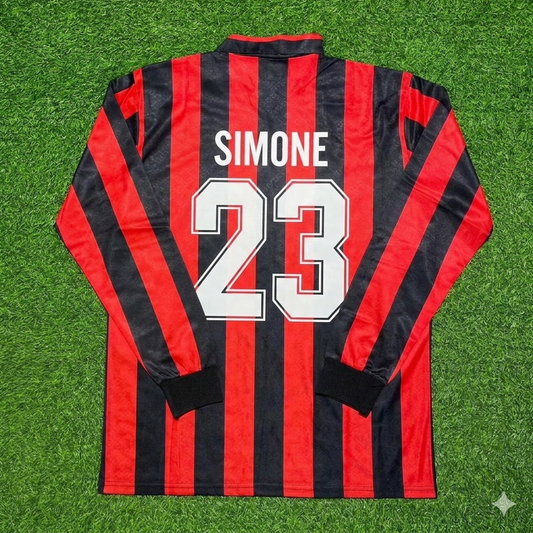 Marco Simone #23 AC Milan 1989-1990 Retro Long Sleeve Football Jersey Kit