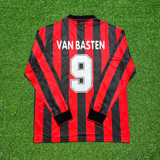 Marco van Basten #9 AC Milan 1993 1994 Home Long Sleeve Retro Football Jersey
