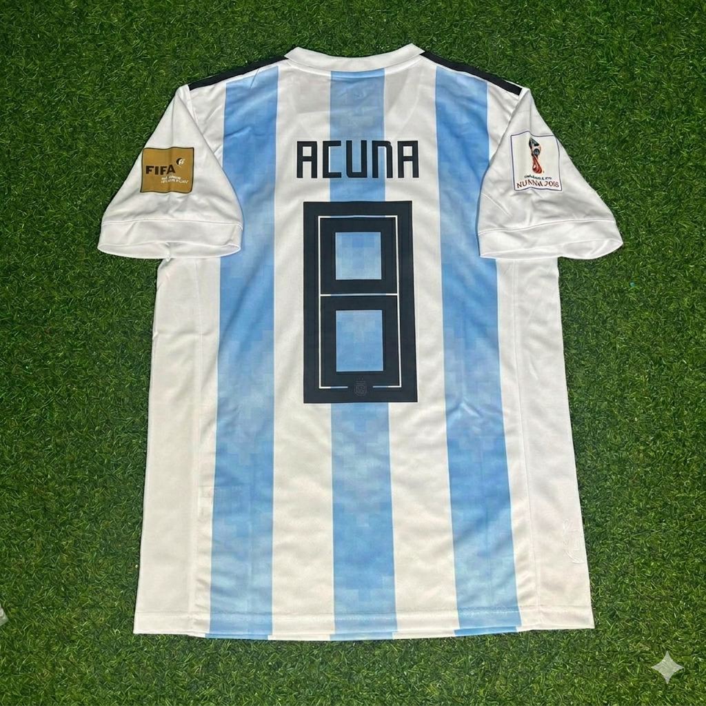 Argentina World Cup 2018 Marcos Acuña Home Retro Football Jersey