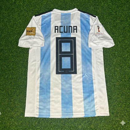 Argentina World Cup 2018 Marcos Acuña Home Retro Football Jersey
