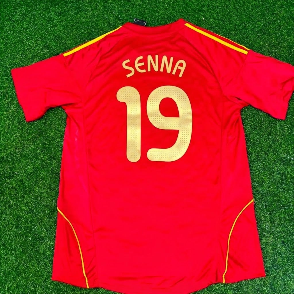 Marcos Senna #19 Spain EURO 2008 Red Home Retro Football Jersey Paradise Edition