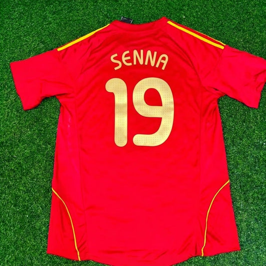 Marcos Senna #19 Spain EURO 2008 Red Home Retro Football Jersey Paradise Edition