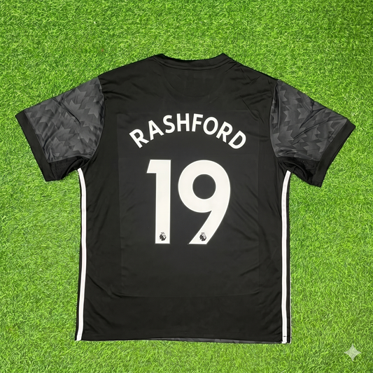 Marcus Rashford Manchester United 2017-2018 Black Retro Football Jersey Kit