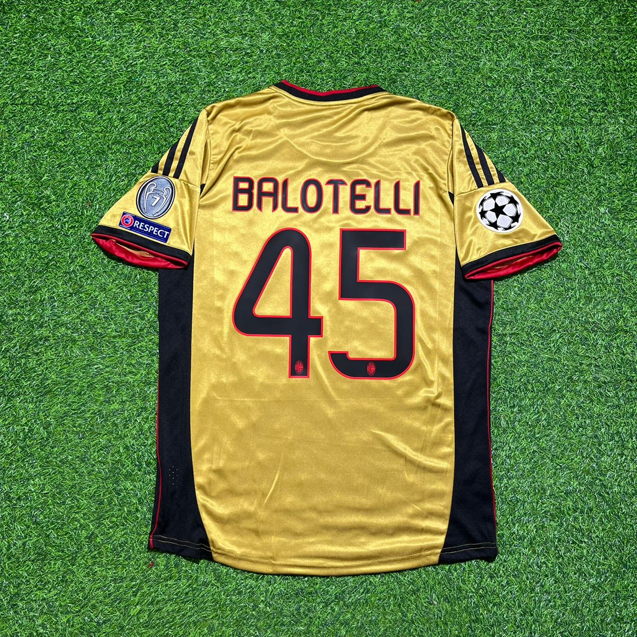 Mario Balotelli #45 AC Milan 2013 2014 Gold Retro Football Jersey