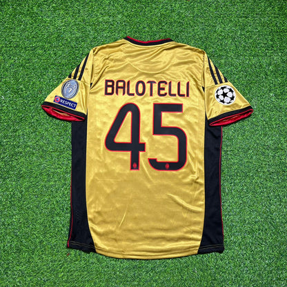 Mario Balotelli #45 AC Milan 2013 2014 Gold Retro Football Jersey