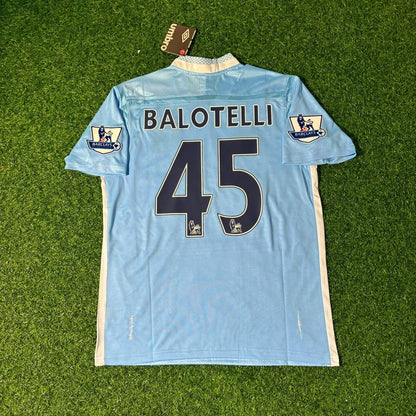 Mario Balotelli 45 Manchester City 2011/12 Home Kit Blue Retro Football Jersey