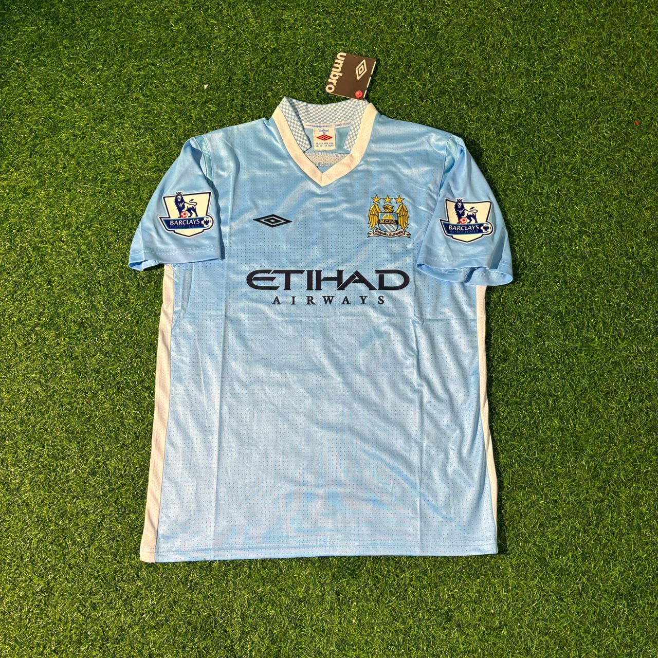 Mario Balotelli 45 Manchester City 2011/12 Home Kit Blue Retro Football Jersey