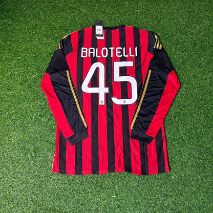 Mario Balotelli AC Milan 2013/14 Long Sleeve Home Retro Football Jersey Collection