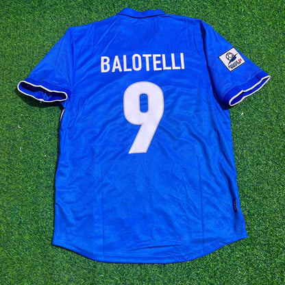 Mario Balotelli Italy Home Blue Retro Football Jersey Kit