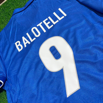 Mario Balotelli Italy Home Blue Retro Football Jersey Kit