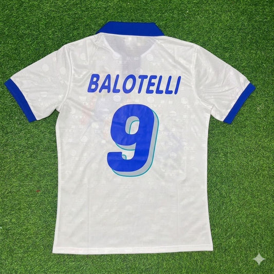 Mario Balotelli Italy White Retro Football Jersey