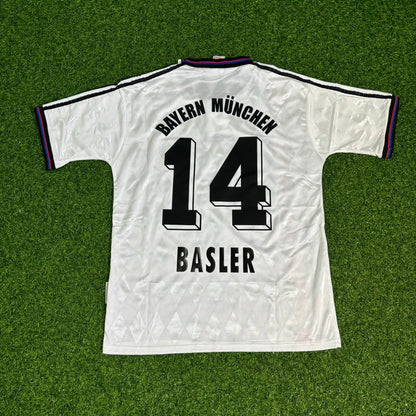 Mario Basler Bayern München 1997-1998 Auswärts Weiß Retro Fußballtrikot Jersey