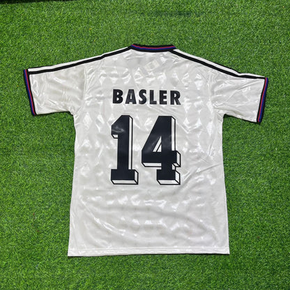 Mario Basler Bayern Munich 1997-1998 Away White Retro Football Jersey Collection