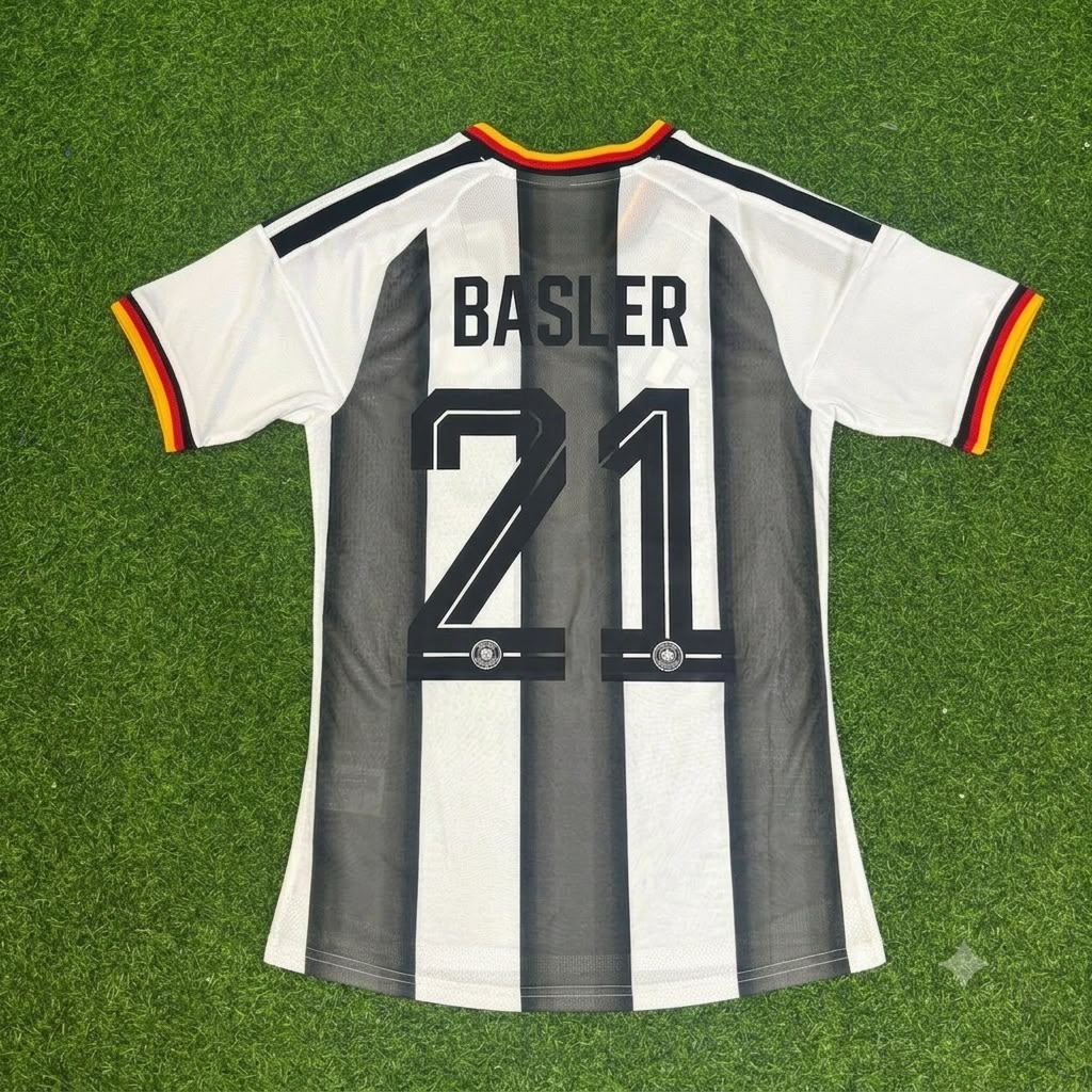 Mario Basler Germany Stripe Special Edition Black White Football Jersey