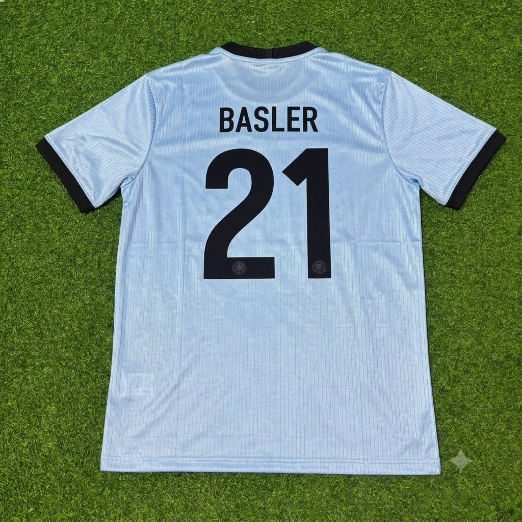 Mario Basler Germany 125th Year Special Clear Blue Retro Football Jersey Kit