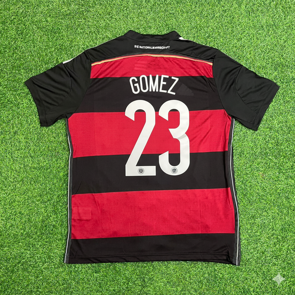 Germany World Cup 2014 Mario Gomez Deutschland Brazil Black Red Retro Football Jersey