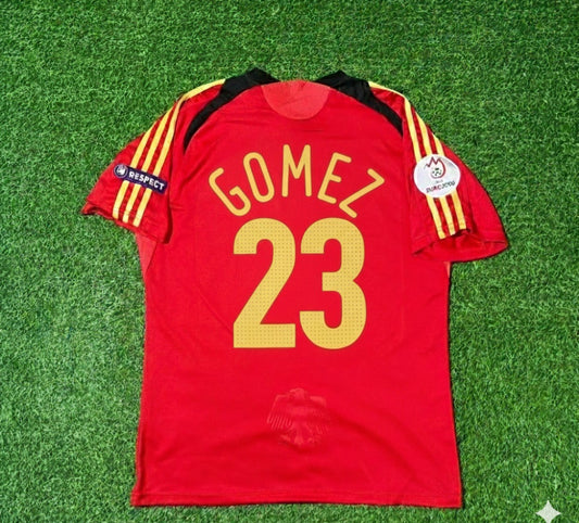 Germany EURO 2008 Mario Gomez Away Red Retro Football Jersey Kit