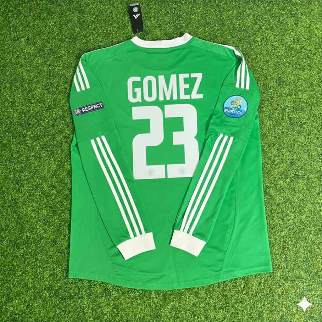 Germany EURO 2012 Mario Gomez Long Sleeve Green Retro Football Jersey