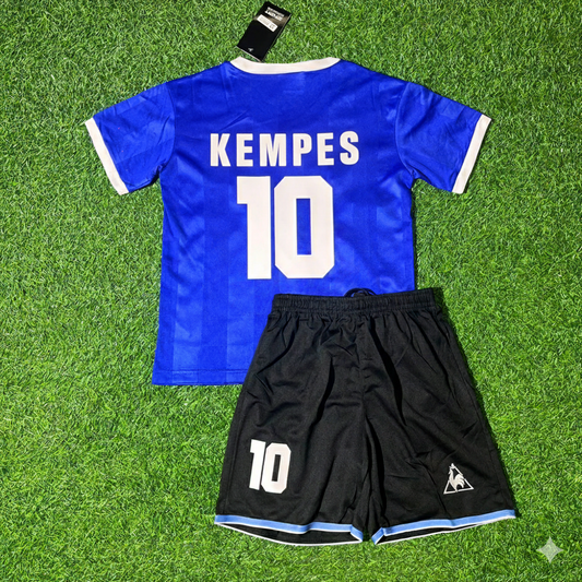 Argentina World Cup 1986 Mario Kempes 10- Final Blue Kids Retro Football Jersey Kit