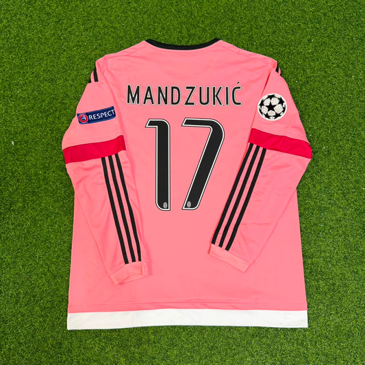 Mario Mandzukic Juventus Pink Retro 2015-2016 Pink Football Jersey