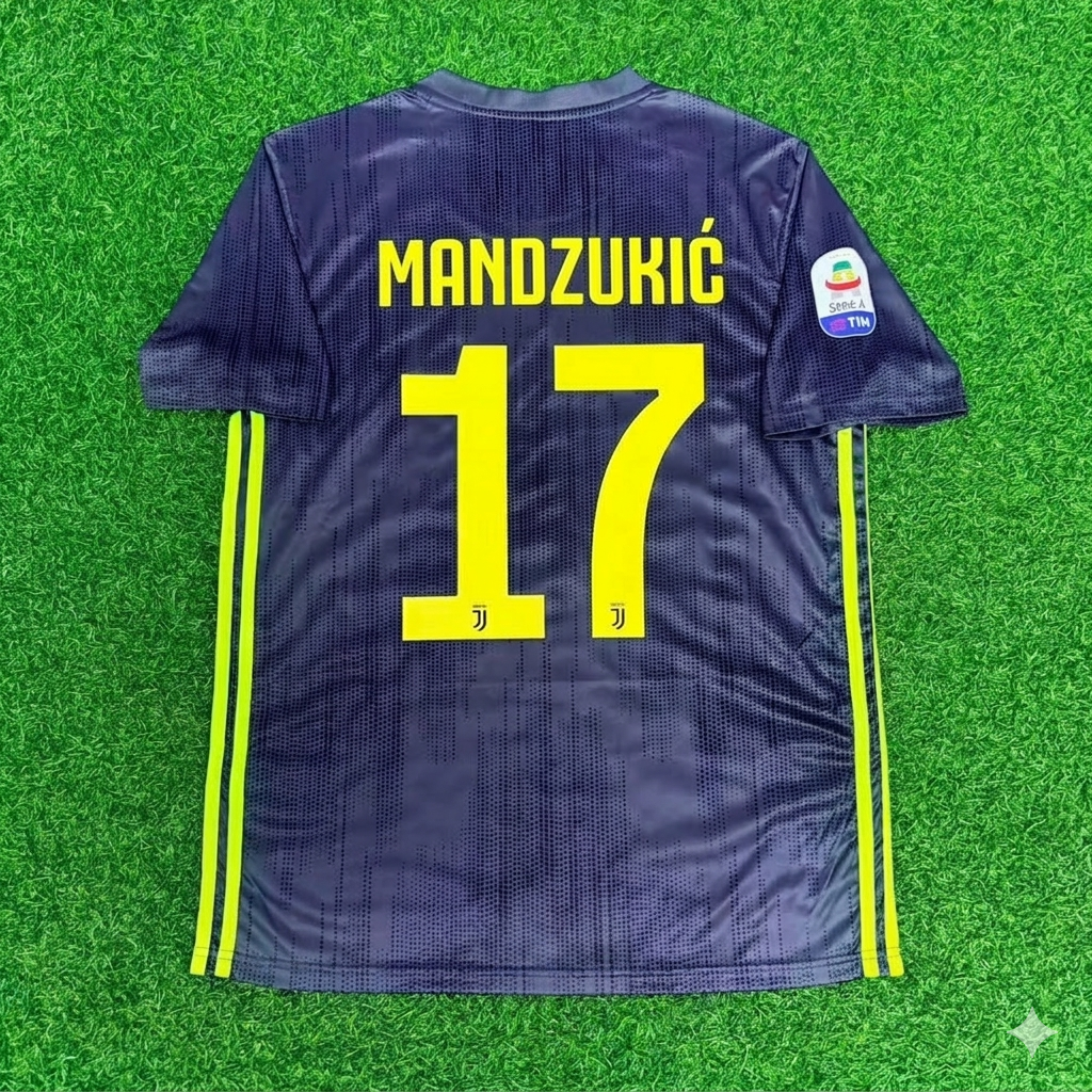 Mario Mandžukić 17# Juventus 2017-2018 Retro Home Football Jersey Kit