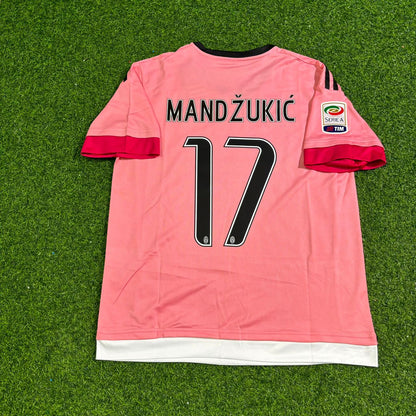 Mario Mandzukic Juventus Retro Pink 2015-2016 Football Jersey