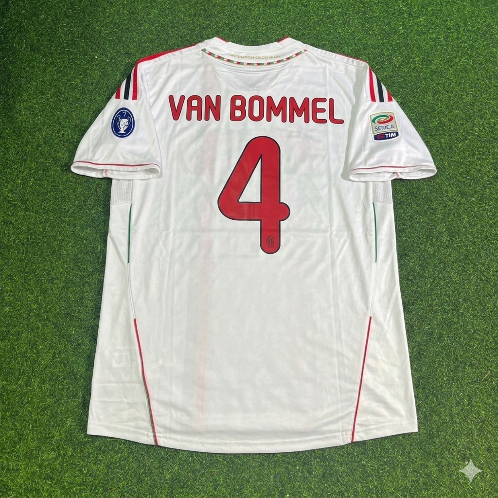 Mark Van Bommel #4 Milan 2011-2012 White Away Retro Football Jersey Kit