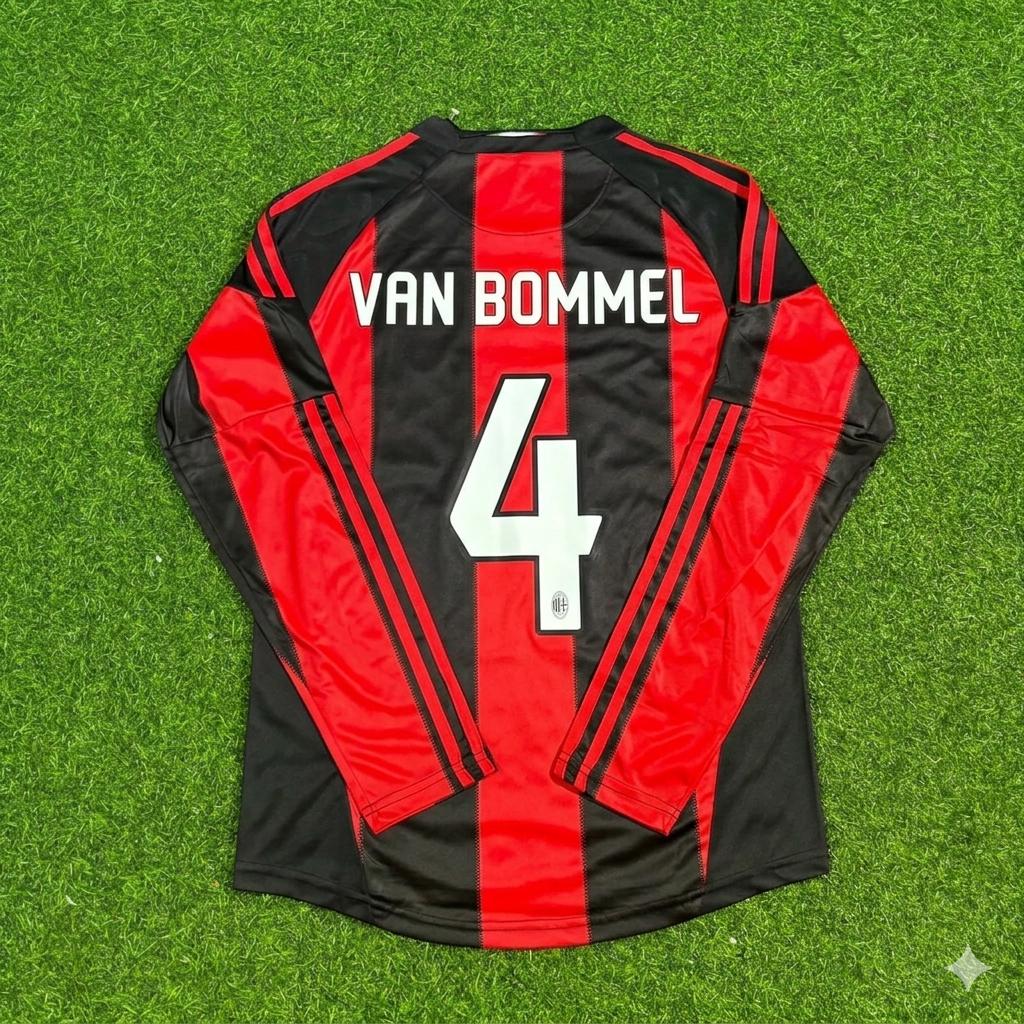 Mark van Bommel AC Milan 2010-2011 Home Log Sleeve Retro Football Jersey Kit