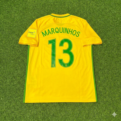 Brazil World Cup 2018 Marcos Aoás Corrêa #13 Home Football Jersey