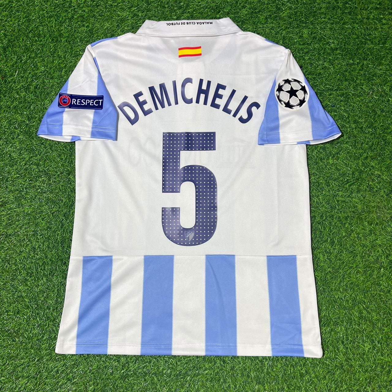Martin Demichelis Malaga Retro Home Soccer Football Jersey Kit -