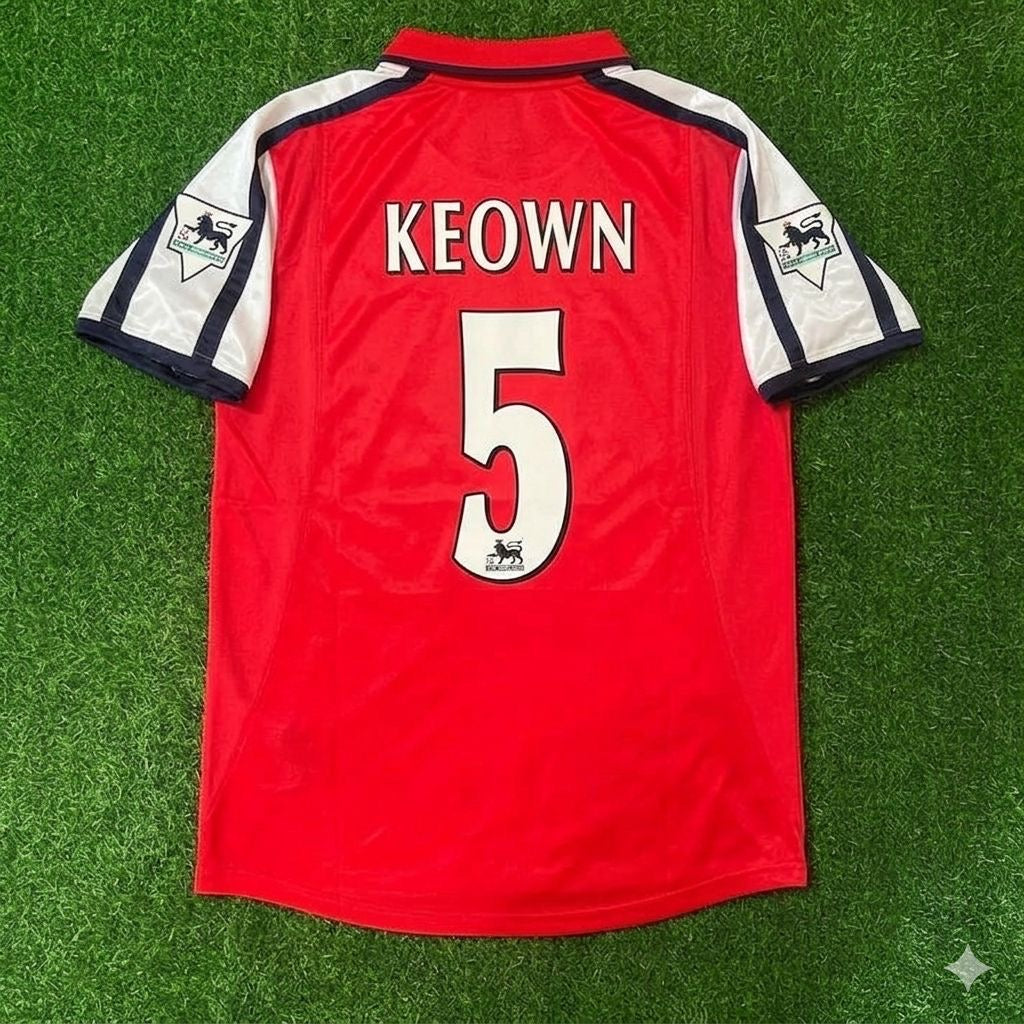 Martin Keown #5 Arsenal 1999-2002 Red White Retro Football Jersey