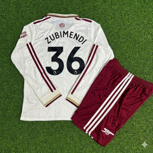 Martin Zubimendi #36 Arsenal Kids Long Sleeve 2026 Football Jersey Kit Soccer