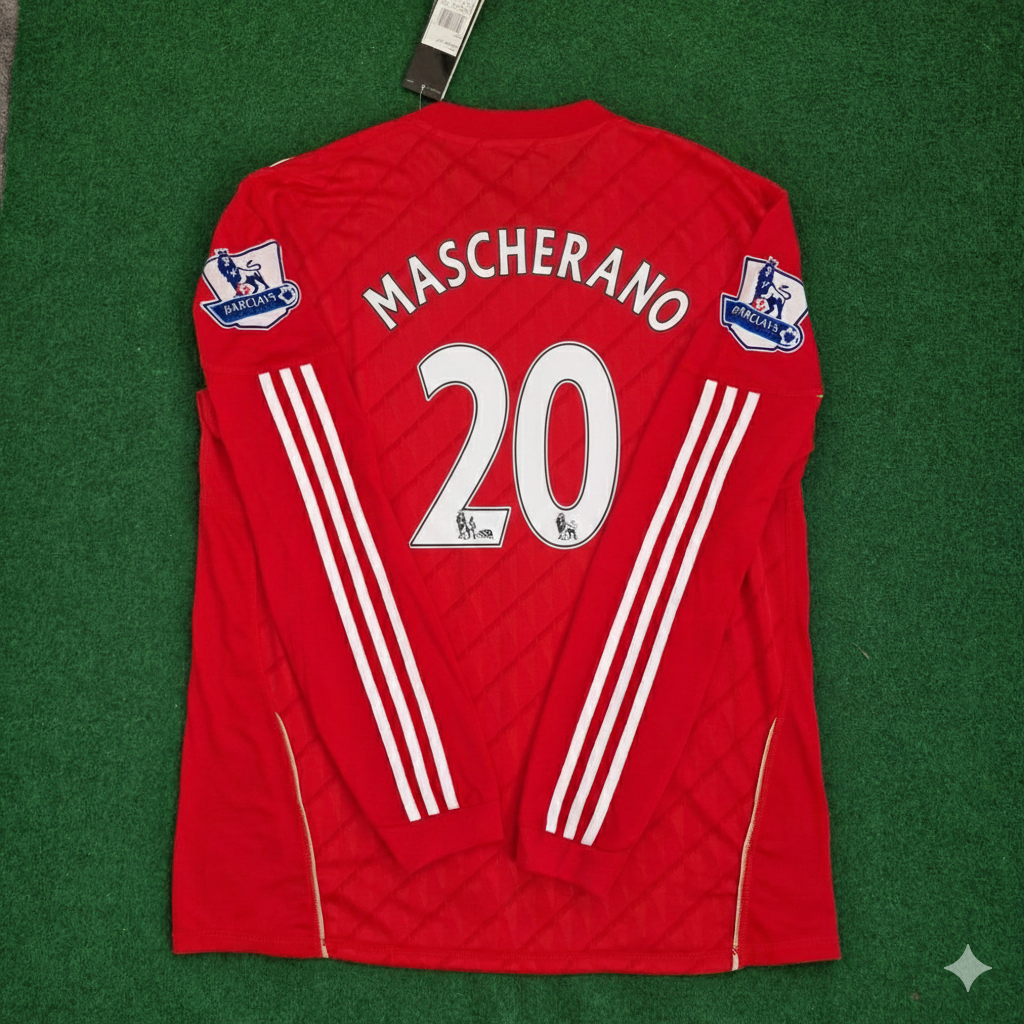 Javier Mascherano Liverpool 2010 2012 Season Long Sleeves Red Retro Football Jersey