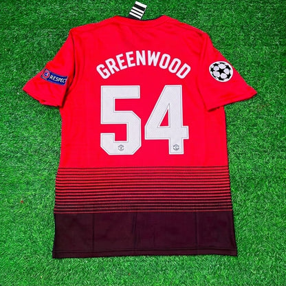 Mason Greenwood #54 Manchester United 2018-2019 Season Home Red Retro Football Jersey