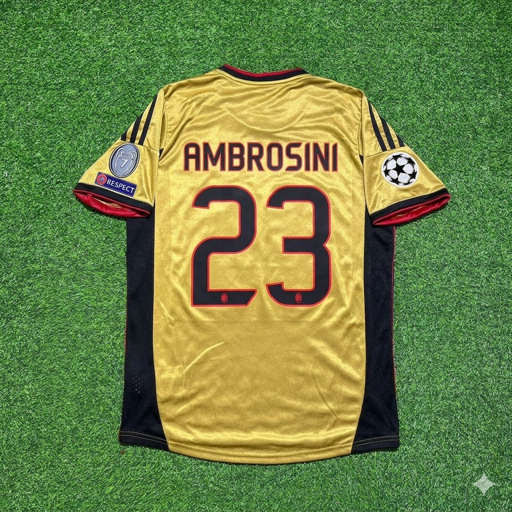 Massimo Ambrosini #23 AC Milan Gold Retro Football Jersey