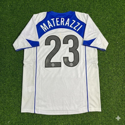 Marco Materazzi Inter Milan 2004-2005 Retro White Football Jersey Kit