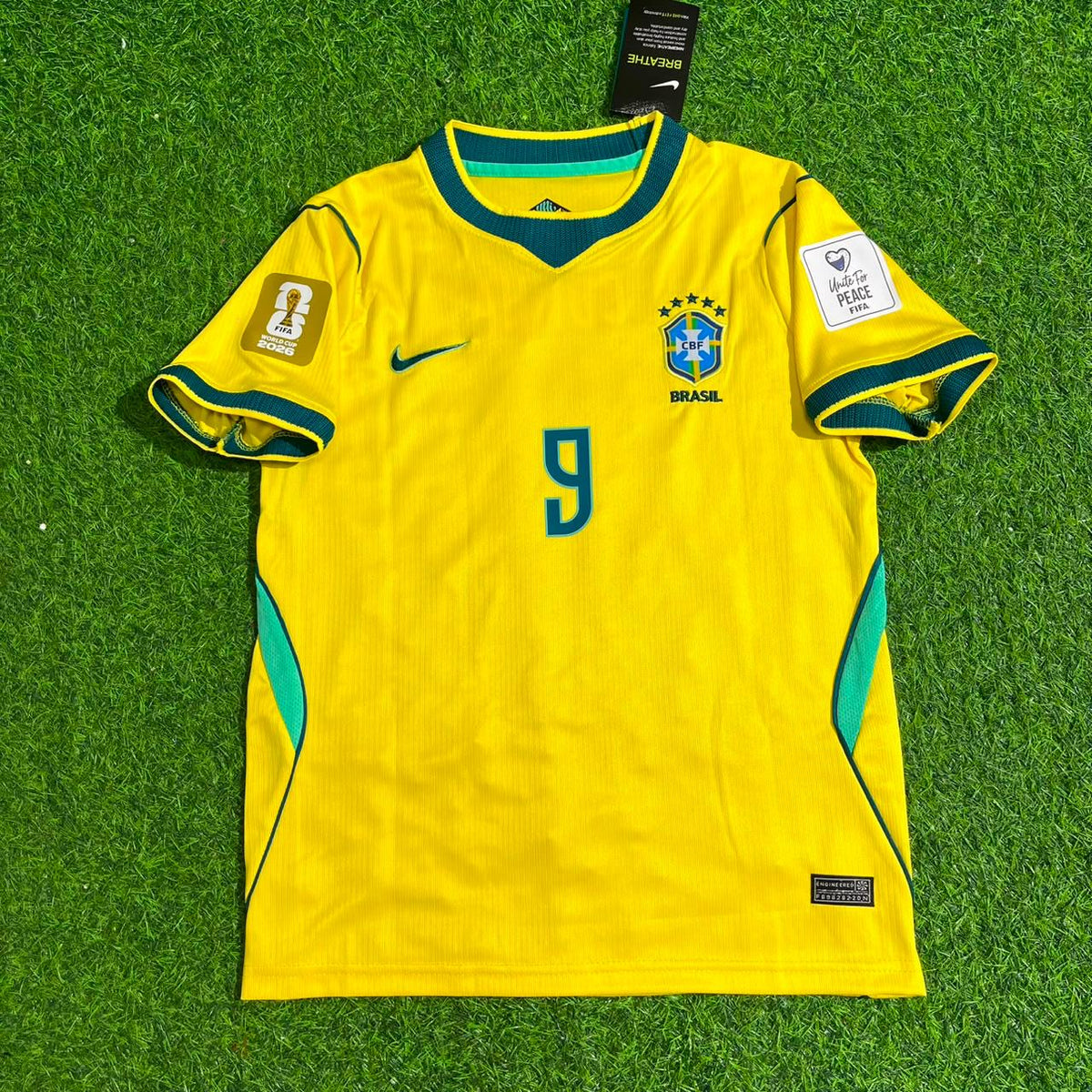 Matheus Cunha #9 Brazil 2026 World Cup Yellow Home Kids Football Jersey Paradise Edition