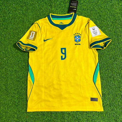 Matheus Cunha #9 Brazil 2026 World Cup Yellow Home Kids Football Jersey Paradise Edition